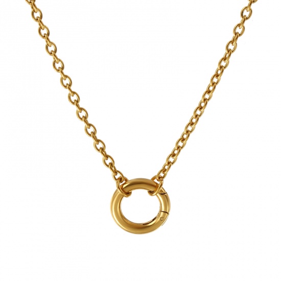 Immagine di 1 Pz 18K Vero Oro Placcato Catena a Cavo Collana, 304 Acciaio Inossidabile 45cm, Dimensione della Catena: 3mm, Per Donne, Minimalista Squisito Regalo, Placcatura Sottovuoto PVD Ecologica