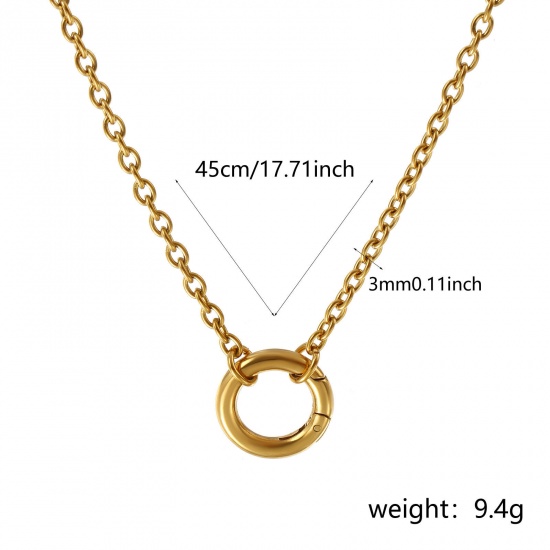 Immagine di 1 Pz 18K Vero Oro Placcato Catena a Cavo Collana, 304 Acciaio Inossidabile 45cm, Dimensione della Catena: 3mm, Per Donne, Minimalista Squisito Regalo, Placcatura Sottovuoto PVD Ecologica