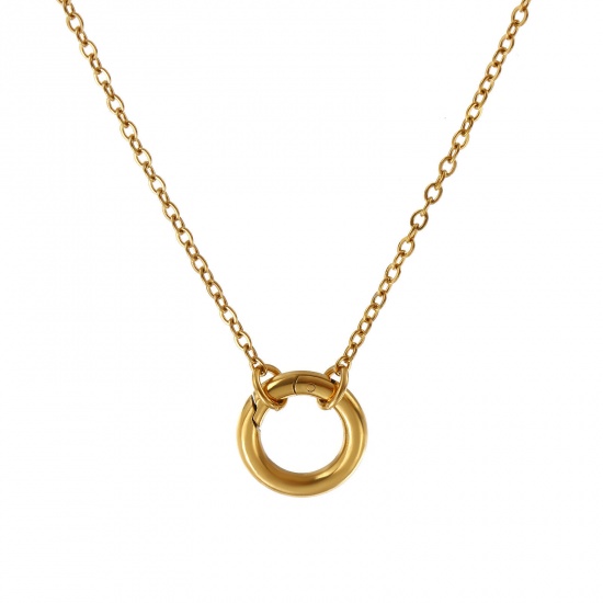 Immagine di 1 Pz 18K Vero Oro Placcato Catena a Cavo Collana, 304 Acciaio Inossidabile 45cm, Dimensione della Catena: 2mm, Per Donne, Minimalista Squisito Regalo, Placcatura Sottovuoto PVD Ecologica
