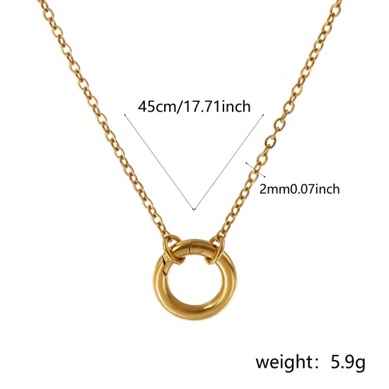 Immagine di 1 Pz 18K Vero Oro Placcato Catena a Cavo Collana, 304 Acciaio Inossidabile 45cm, Dimensione della Catena: 2mm, Per Donne, Minimalista Squisito Regalo, Placcatura Sottovuoto PVD Ecologica