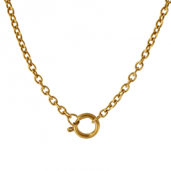 Immagine di 1 Pz 18K Vero Oro Placcato Catena a Cavo Collana, 304 Acciaio Inossidabile 45cm, Dimensione della Catena: 3mm, Per Donne, Con Loop, Minimalista Squisito Regalo, Placcatura Sottovuoto PVD Ecologica