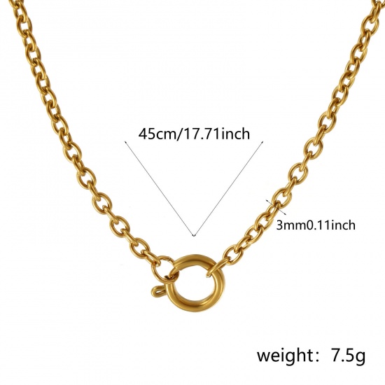Immagine di 1 Pz 18K Vero Oro Placcato Catena a Cavo Collana, 304 Acciaio Inossidabile 45cm, Dimensione della Catena: 3mm, Per Donne, Con Loop, Minimalista Squisito Regalo, Placcatura Sottovuoto PVD Ecologica