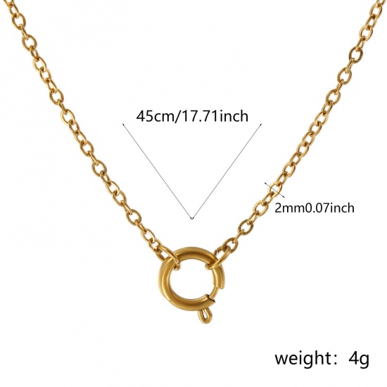 Immagine di 1 Pz 18K Vero Oro Placcato Catena a Cavo Collana, 304 Acciaio Inossidabile 45cm, Dimensione della Catena: 2mm, Per Donne, Con Loop, Minimalista Squisito Regalo, Placcatura Sottovuoto PVD Ecologica