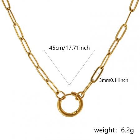 Imagen de Al Por Mayor Con Cierre de Aro Catena di Fermagli Collar Porta Colgante, 18K Oro Real Chapado 304 Acero Inoxidable, Unisex Recubrimiento al Vacío PVD Ecológico Impermeable Antioxidante Hipoalergénico Sencillo Minimalista Regalo Joyería Para Minorista 45cm longitud, Tamaño de la Cadena: 3mm, 1 Unidad