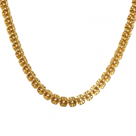 1 Piece 18K Real Gold Plated Textured Chain Necklace, 304 Stainless Steel 40cm(15.7") + 5cm(2"), Chain Size: 5mm, Unisex, Minimalist Exquisite Gift, Eco-friendly PVD Vacuum Plating