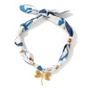 Picture of 18K Real Gold Plated Dragonfly Animal Pendant Charm Scarf Necklace, 304 Stainless Steel & Polyester 80cm(31.5"), For Women, Lily Flower Ink Blue Dainty Pastoral Style Gift, Eco-friendly PVD Vacuum Plating, 1 Piece