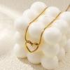 Изображение 18K настоящее золото с покрытием квадратная змеевидная цепь Сердце Ожерелье с подвеской, 304 Нержавеющая Сталь 45см, Для женщин, День святого Валентина Изысканный подарок, Экологичное вакуумное PVD-покрытие, 1 ШТ