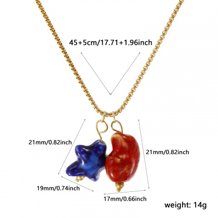 Picture of 18K Real Gold Plated Box Chain Conch/ Sea Snail Pendant Charm Necklace, 304 Stainless Steel & Ceramic 45cm(17.7") + 5cm(2"), For Women, Red 3D, Ocean Jewelry Sweet & Cute Gift, Eco-friendly PVD Vacuum Plating Waterproof Anti-Tarnish Hypoallergenic, 1 Piece