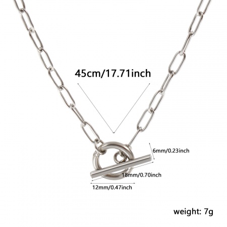 Picture of Wholesale Paperclip Link Chain Necklace, Silver Tone 304 Stainless Steel, Unisex Eco-friendly Exquisite Minimalist Gift Jewelry For Retailer, 45cm(17.7") long, Chain Size: 3mm, 1 Piece