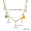 Picture of 18K Real Gold Plated Paperclip Link Chain Flower Pendant Charm Necklace, 304 Stainless Steel & Natural Pearl 42cm(16.5") + 5cm(2"), For Women, Multicolor Exquisite Natural Pastoral Gift, Eco-friendly PVD Vacuum Plating, 1 Piece