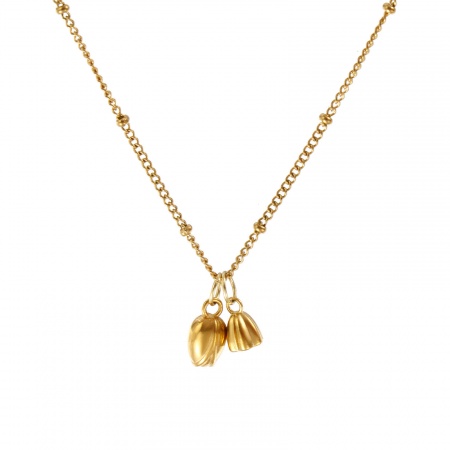 18K Echtgold plattiert Panzerkette Kette Lotosblume Anhänger Halskette, 304 Edelstahl 45cm + 5cm, Für Frauen, 3D, Exquisit Stilvoll Geschenk, Umweltfreundliche PVD-Vakuumbeschichtung, 1 Strang