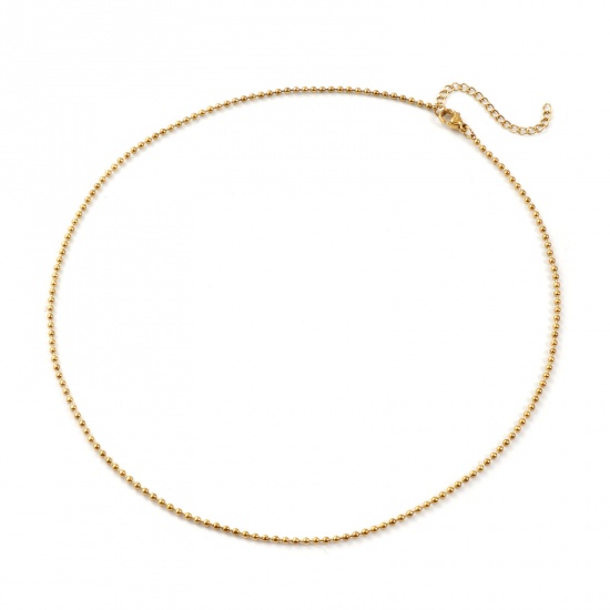 Immagine di 2 Pz 18K Vero Oro Placcato Catena a Pallini Collana, 304 Acciaio Inossidabile 45cm + 5cm, Dimensione della Catena: 2mm, Per Donne, Minimalista Squisito Regalo, Placcatura Sottovuoto PVD Ecologica