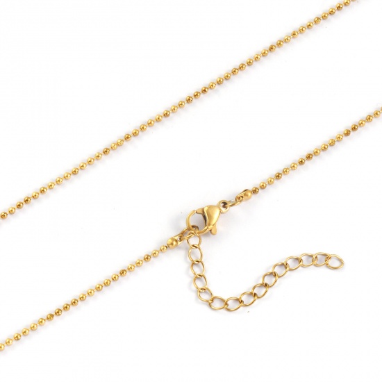 Imagen de 1 Unidad 18K Oro Real Chapado Cadenas de Bola Collares, 304 Acero Inoxidable 45cm + 5cm, Tamaño de la cadena: 1.5mm, Para Mujeres, Minimalista Exquisito Regalo, Recubrimiento al Vacío PVD Ecológico