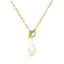 Изображение 18K Real Gold Plated Paperclip Link Chain Irregular Pendant Charm Necklace, 304 Stainless Steel & Natural Pearl 45cm(17.7"), For Women, White Baroque Dainty Gift, Eco-friendly PVD Vacuum Plating, 1 Piece