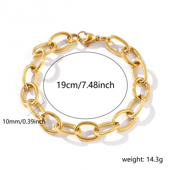 Imagen de 1 Piece Eco-friendly PVD Vacuum Plating Dainty Exquisite 18K Real Gold Plated 304 Stainless Steel Handmade Link Chain Bracelets For Women Gift 19cm(7.5") long