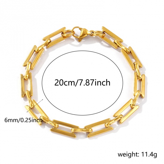 Bild von 1 Strang Umweltfreundliche PVD-Vakuumbeschichtung Elegant Exquisit 18K Echtgold plattiert 304 Edelstahl Handgefertigte Gliederkette Armband Für Frauen Geschenk 20cm lang