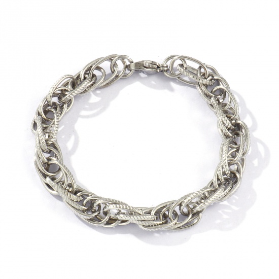 Imagen de 1 Piece Eco-friendly Dainty Exquisite Silver Tone 304 Stainless Steel Handmade Link Chain Bracelets For Women Gift 20cm(7.9") long