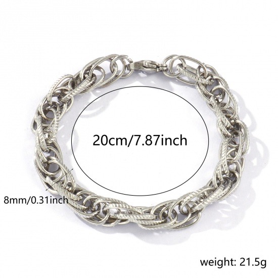 Imagen de 1 Piece Eco-friendly Dainty Exquisite Silver Tone 304 Stainless Steel Handmade Link Chain Bracelets For Women Gift 20cm(7.9") long