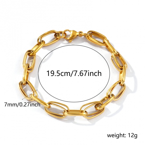 Imagen de 1 Piece Eco-friendly PVD Vacuum Plating Dainty Exquisite 18K Real Gold Plated 304 Stainless Steel Handmade Link Chain Bracelets For Women Gift 19.5cm(7 5/8") long