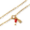 Изображение 18K настоящее золото с покрытием Цепочка зажимов Фиал Ожерелье с подвеской, 304 Нержавеющая Сталь 45см, Для женщин, Прозрачный Искусственный Циркон Красный С Эмалью Бижутерия усыпанная мелким фианит, Изысканный Стильный подарок, Экологичное вакуумное PVD-покрытие Водонепроницаемый Антиоксидантный Гипоаллергенный, 1 ШТ