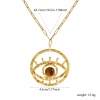 Image de Collier à Breloques œil Plaqué Or Véritable 18K en 304 Acier Inoxydable Imperméable Anti-ternissement Hypoallergénique & Pierres Précieuses Pour Femmes, Chaîne de Trombone 42cm + 5cm, Brun Creux, Exquis À la Mode Cadeau, Revêtement sous Vide PVD Respectueux de l'Environnement, 1 Pièce