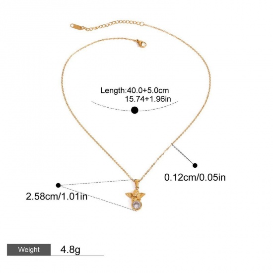 Immagine di 18K Real Gold Plated Angel Pendant Charm Necklace, 304 Stainless Steel 40cm(15.7") + 5cm(2"), For Women, Exquisite Stylish Gift, Vacuum Plating, 1 Piece