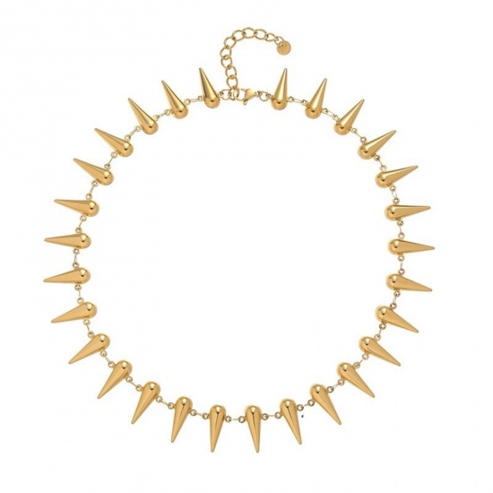 Image de 1 Piece 18K Real Gold Plated Cone Necklace, 304 Stainless Steel 40cm(15.7") + 5cm(2"), For Women, Stylish Exquisite Gift, Vacuum Plating