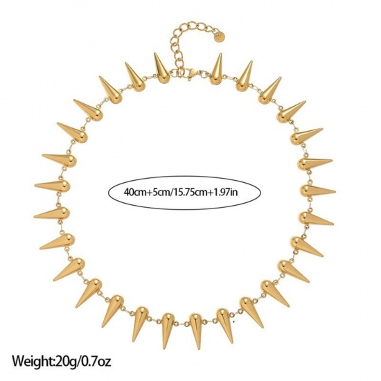 Image de 1 Piece 18K Real Gold Plated Cone Necklace, 304 Stainless Steel 40cm(15.7") + 5cm(2"), For Women, Stylish Exquisite Gift, Vacuum Plating