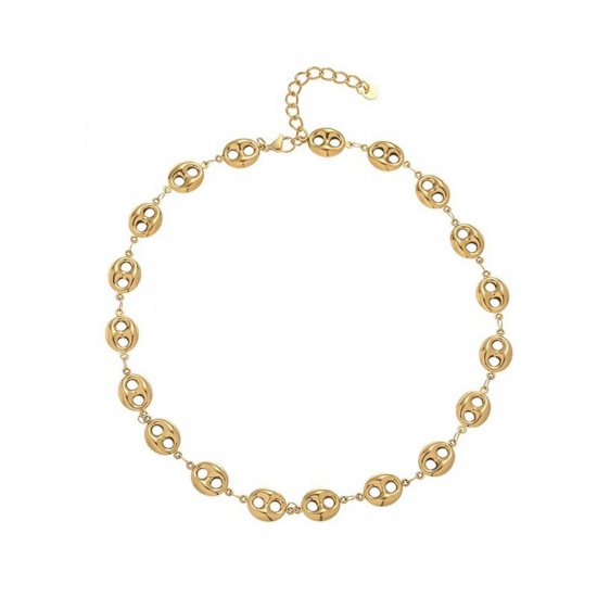 Image de 1 Piece 18K Real Gold Plated Pig Nose Necklace, 304 Stainless Steel 40cm(15.7") + 5cm(2"), For Women, Stylish Exquisite Gift, Vacuum Plating