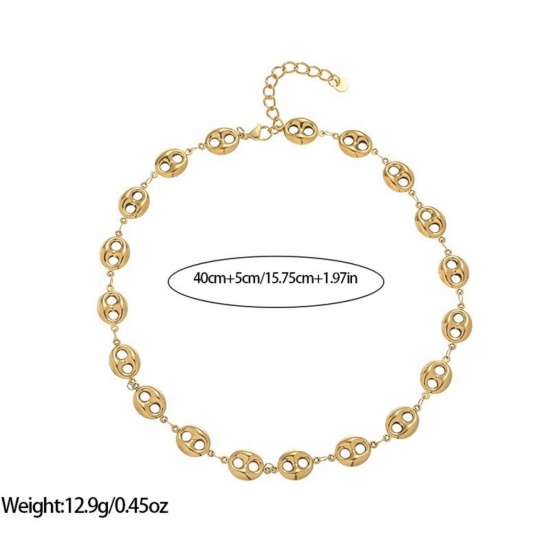 Image de 1 Piece 18K Real Gold Plated Pig Nose Necklace, 304 Stainless Steel 40cm(15.7") + 5cm(2"), For Women, Stylish Exquisite Gift, Vacuum Plating