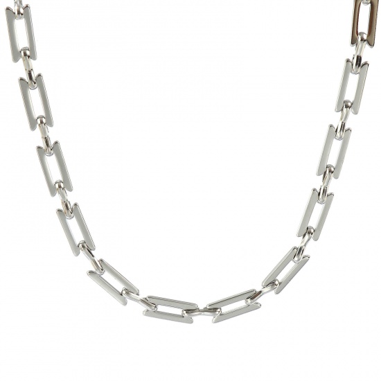 Picture of 1 Piece Silver Tone Handmade Link Chain Necklace, 304 Stainless Steel 40cm(15.7") + 5cm(2"), Chain Size: 6.5mm, For Women, Simple & Casual Exquisite Gift, Eco-friendly