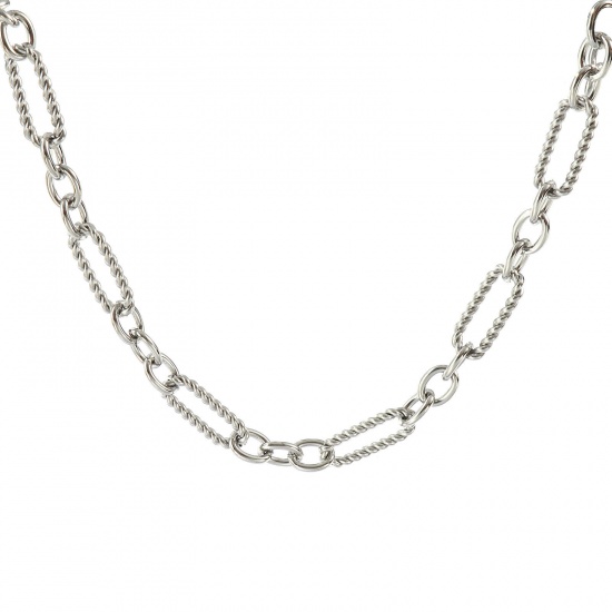 Picture of 1 Piece Silver Tone Handmade Link Chain Necklace, 304 Stainless Steel 40cm(15.7") + 5cm(2"), Chain Size: 7.5mm, For Women, Simple & Casual Exquisite Gift, Eco-friendly