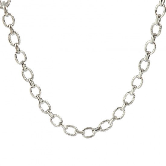 Picture of 1 Piece Silver Tone Handmade Link Chain Necklace, 304 Stainless Steel 40cm(15.7") + 5cm(2"), Chain Size: 7mm, For Women, Simple & Casual Exquisite Gift, Eco-friendly