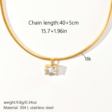 Picture of Wholesale Clear Rhinestone Choker Necklace, 18K Real Gold Plated 304 Stainless Steel Women's Eco-friendly Vacuum Plating Waterproof Anti-Tarnish Hypoallergenic Exquisite Stylish Gift Jewelry For Retailer, 40cm(15.7") + 5cm(2") long, 1 Piece
