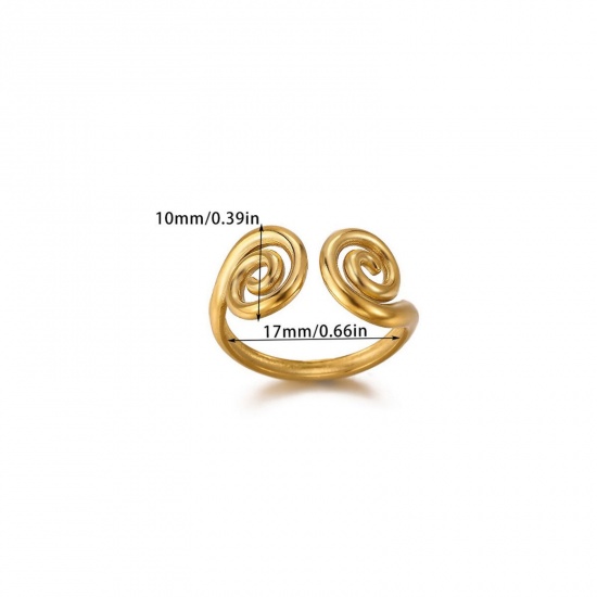Imagen de 1 Piece Eco-friendly Stylish Exquisite 18K Gold Plated 304 Stainless Steel Open Adjustable Spiral Rings For Women Gift 16.9mm(US Size 6.5)