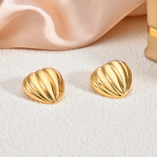 Immagine di 1 Pair Eco-friendly Dainty Stylish 18K Gold Plated 304 Stainless Steel Irregular Ear Post Stud Earrings For Women Gift