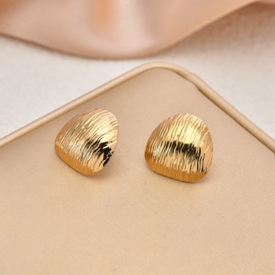 Immagine di 1 Pair Eco-friendly Dainty Stylish 18K Gold Plated 304 Stainless Steel Irregular Ear Post Stud Earrings For Women Gift