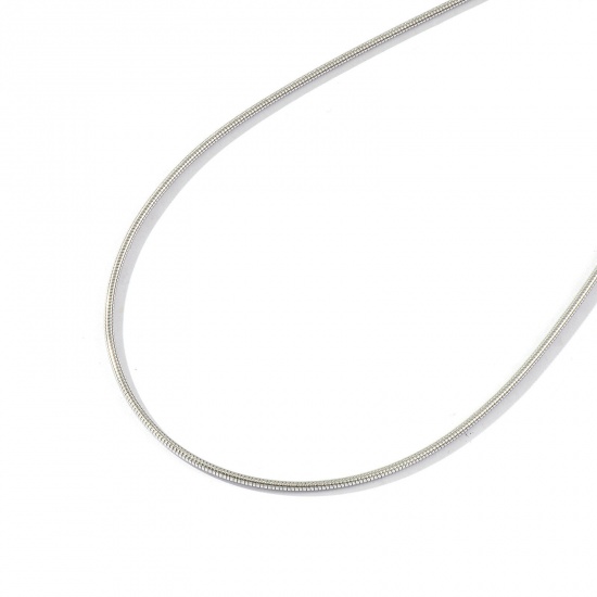 Изображение 1 Piece Silver Tone Snake Chain Collar Neck Ring Necklace, 304 Stainless Steel 40cm(15.7") + 5cm(2"), Chain Size: 1.5mm, For Women, Minimalist Exquisite Gift, Eco-friendly