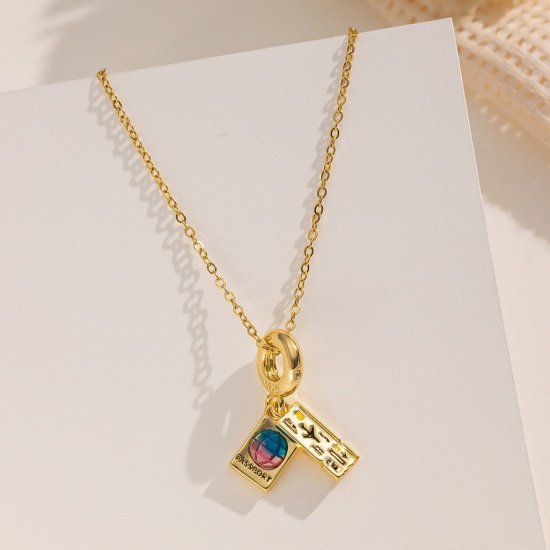 Immagine di 18K Gold Plated Airplane Pendant Charm Necklace, 304 Stainless Steel & Brass 40cm(15.7") + 5cm(2"), For Women, Travel Dainty Gift, Eco-friendly, 1 Piece