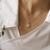 Изображение 18K Gold Plated Oval Pendant Charm Necklace, 304 Stainless Steel & Natural Shell 40cm(15.7") + 5cm(2"), For Women, White Stylish Dainty Gift, Eco-friendly, 1 Piece