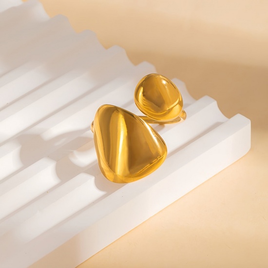 Picture of 1 Piece Eco-friendly PVD Vacuum Plating Dainty Stylish 18K Gold Plated 304 Stainless Steel Open Rings For Women Gift 18mm(US Size 7.75)