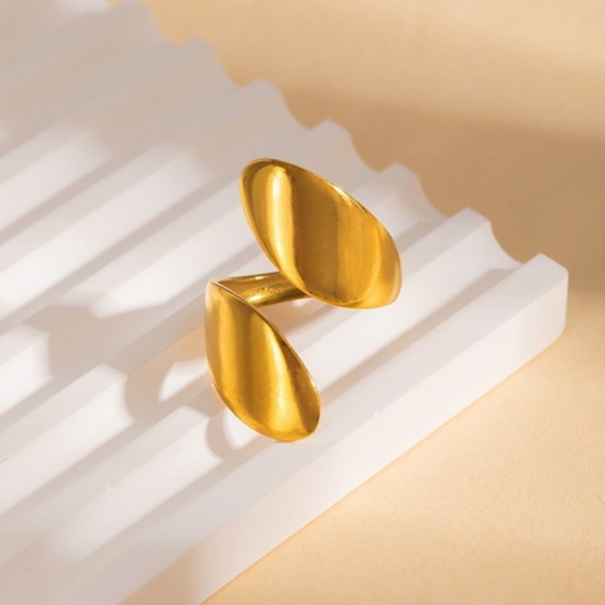 Picture of 1 Piece Eco-friendly PVD Vacuum Plating Dainty Stylish 18K Gold Plated 304 Stainless Steel Open Rings For Women Gift 18mm(US Size 7.75)