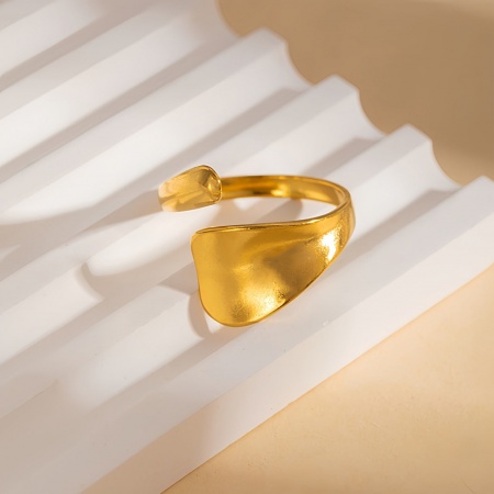 Image de Bagues En Gros Plaqué Or 18K en 304 Acier Inoxydable, aux Femmes Cadeau Ouvert Revêtement sous Vide PVD Respectueux de l'Environnement Élégant Élégant Fournitures de Bijoux 18mm (Taille d'US 7.75), 1 Pièce