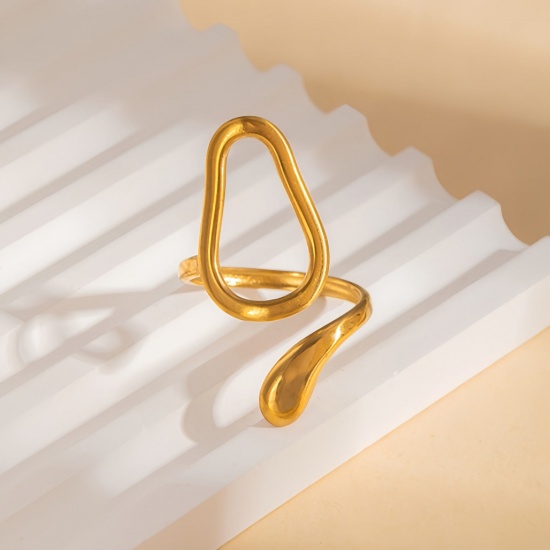 Picture of 1 Piece Eco-friendly PVD Vacuum Plating Dainty Stylish 18K Gold Plated 304 Stainless Steel Open Rings For Women Gift 18mm(US Size 7.75)