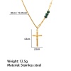 Image de 18K Gold Plated Cross Pendant Charm Necklace, 304 Stainless Steel 40cm(15.7"), For Women, Religious Retro Gift, Eco-friendly, 1 Piece