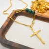 Image de 18K Gold Plated Cross Pendant Charm Necklace, 304 Stainless Steel 40cm(15.7"), For Women, Religious Retro Gift, Eco-friendly, 1 Piece