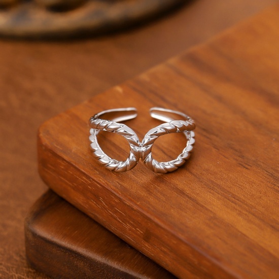 Image de 1 Piece Eco-friendly Dainty Stylish Silver Tone 201 Stainless Steel Open Rings For Women Gift 20mm(US Size 10.25)