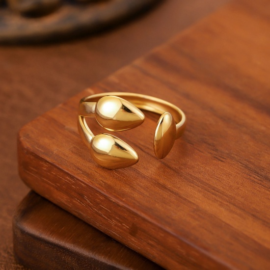 Image de 1 Piece Eco-friendly Dainty Stylish 18K Gold Plated 201 Stainless Steel Open Rings For Women Gift 20mm(US Size 10.25)