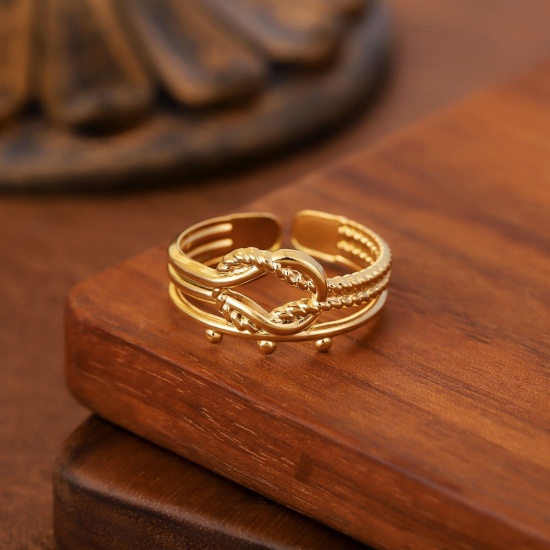 Image de 1 Piece Eco-friendly Dainty Stylish 18K Gold Plated 201 Stainless Steel Open Rings For Women Gift 20mm(US Size 10.25)