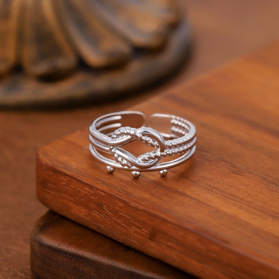 Image de 1 Piece Eco-friendly Dainty Stylish Silver Tone 201 Stainless Steel Open Rings For Women Gift 20mm(US Size 10.25)